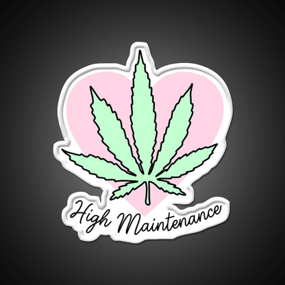 High Maintenance Hemp Inspired Green Leaf Led Neon Sign Rgb Color - Shineneon