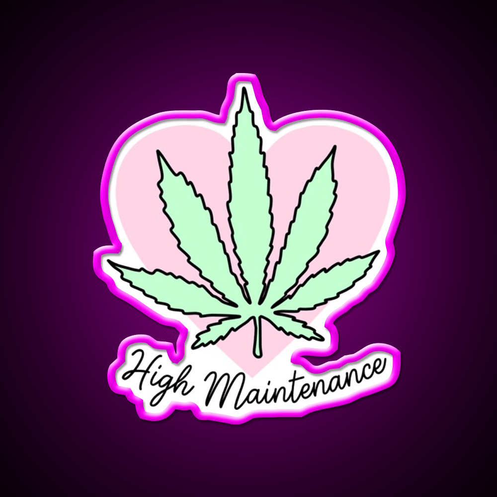 High Maintenance Hemp Inspired Green Leaf Led Neon Sign Rgb Color - Shineneon