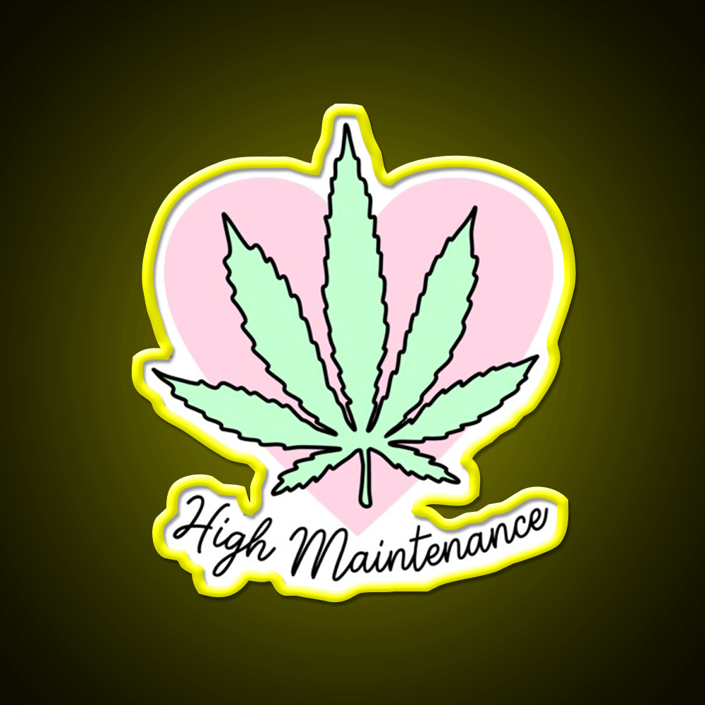High Maintenance Hemp Inspired Green Leaf Led Neon Sign Rgb Color - Shineneon