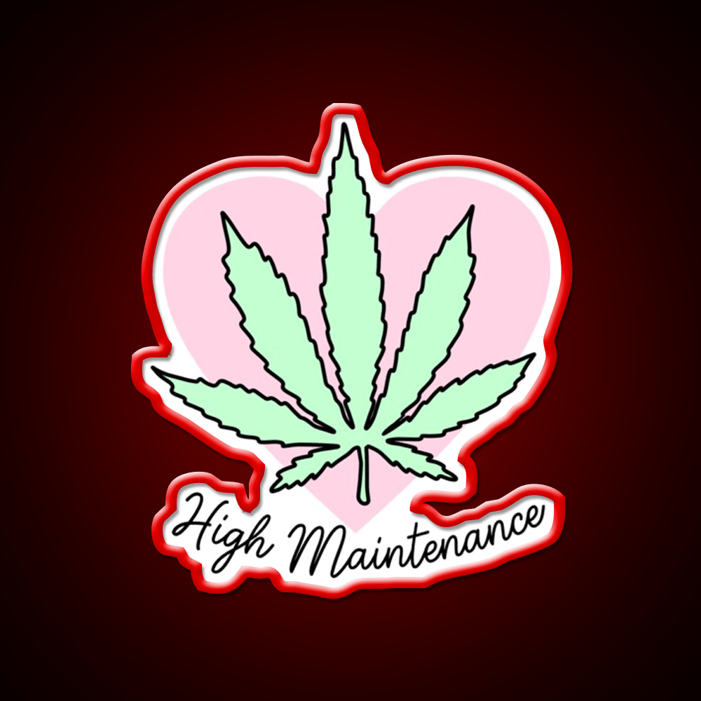 High Maintenance Hemp Inspired Green Leaf Led Neon Sign Rgb Color - Shineneon