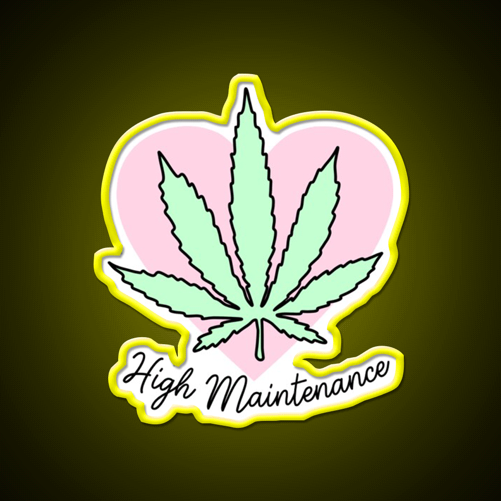 High Maintenance Hemp Inspired Green Leaf Led Neon Sign Rgb Color ...