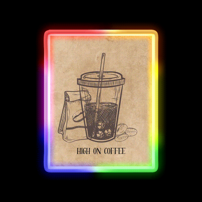 High On Coffee Cafe Led Neon Sign Espresso Bar Art Rgb Color