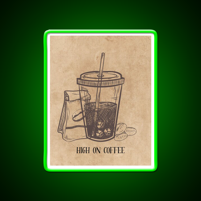 High On Coffee Cafe Led Neon Sign Espresso Bar Art Rgb Color