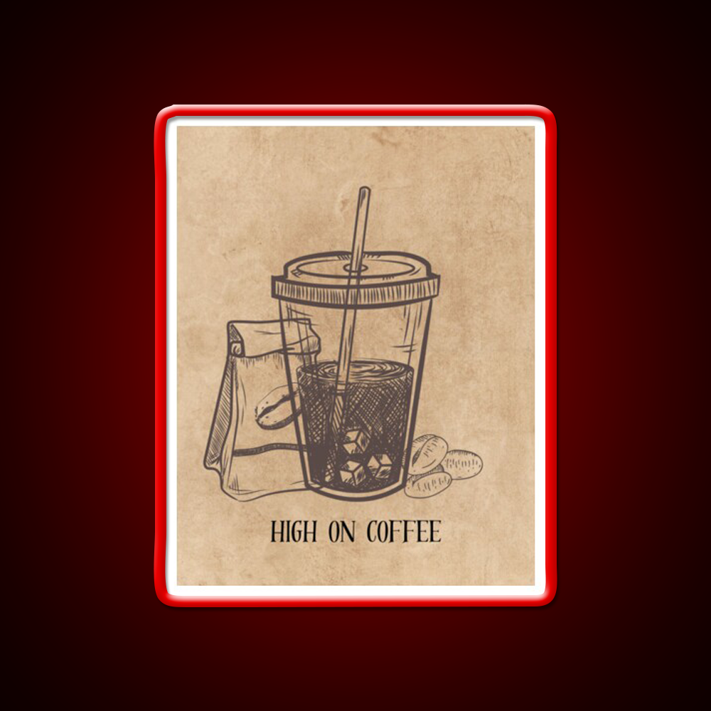 High On Coffee Cafe Led Neon Sign Espresso Bar Art Rgb Color