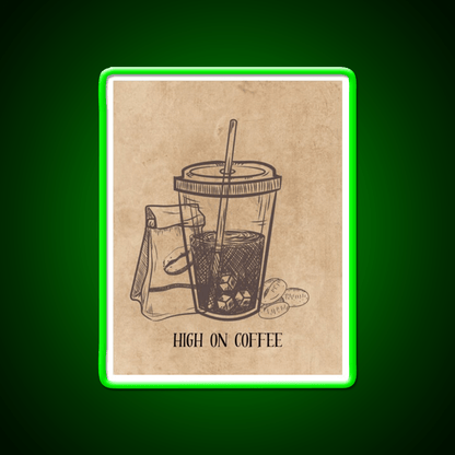 High On Coffee Cafe Led Neon Sign Espresso Bar Art Rgb Color - Shineneon