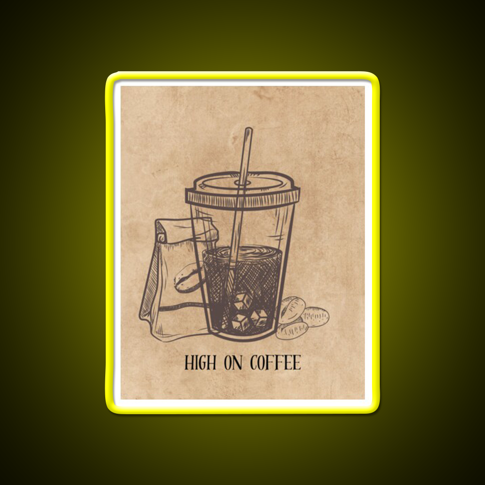 High On Coffee Cafe Led Neon Sign Espresso Bar Art Rgb Color