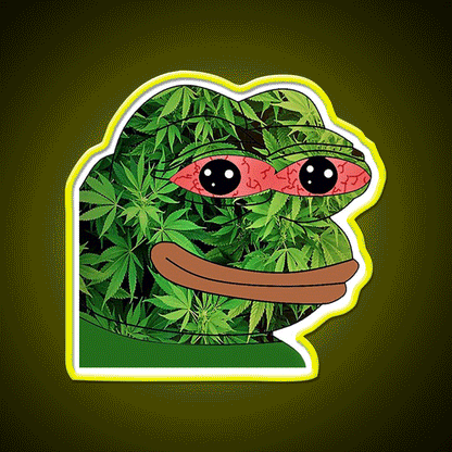 High Pepe Hemp Inspired Green Leaf Led Neon Sign Rgb Color - Custom LED neon sign front view