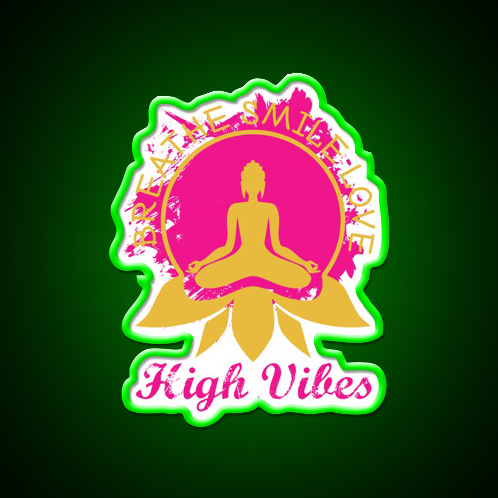 High Vibes Breathe Smile Love Yoga Led Neon Sign Rgb Color