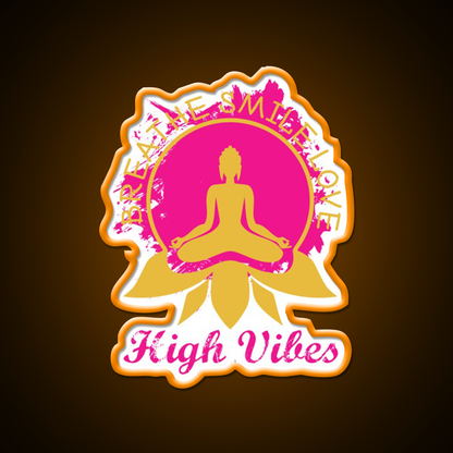 High Vibes Breathe Smile Love Yoga Led Neon Sign Rgb Color