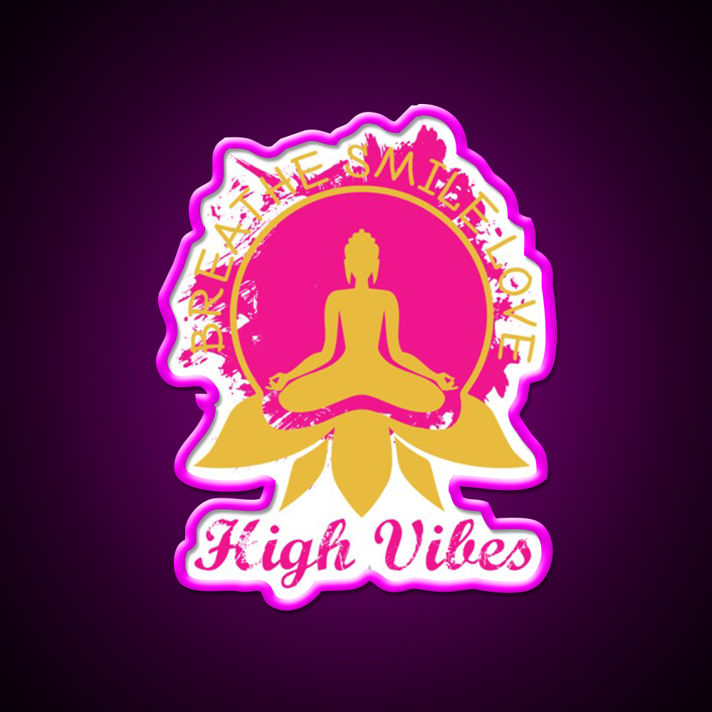 High Vibes Breathe Smile Love Yoga Led Neon Sign Rgb Color