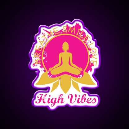High Vibes Breathe Smile Love Yoga Led Neon Sign Rgb Color - Shineneon