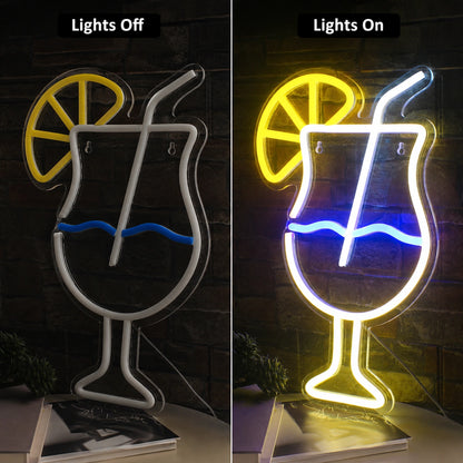 Highball Cocktail Neon Sign LED Neon Sign day and night comparison