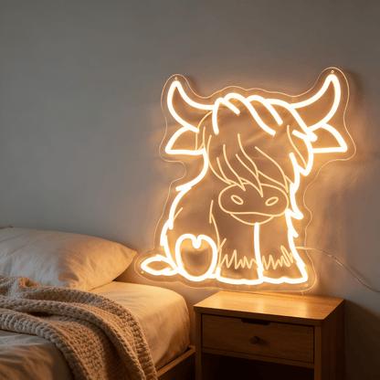 Highland Cow USB LED Neon Light Adorable Gift for Bedroom Home Decor Wall Light - Shineneon