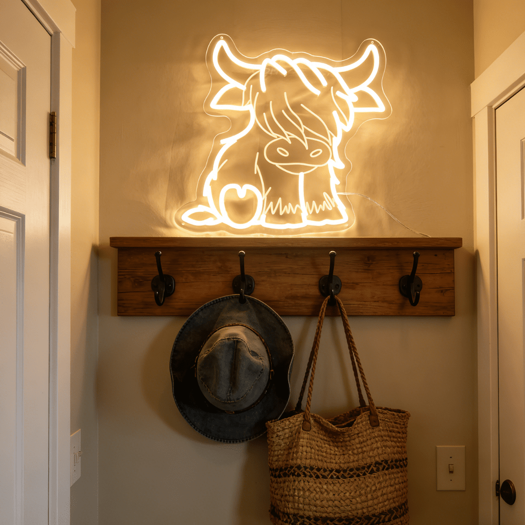 Highland Cow USB LED Neon Light Adorable Gift for Bedroom Home Decor Wall Light - Shineneon