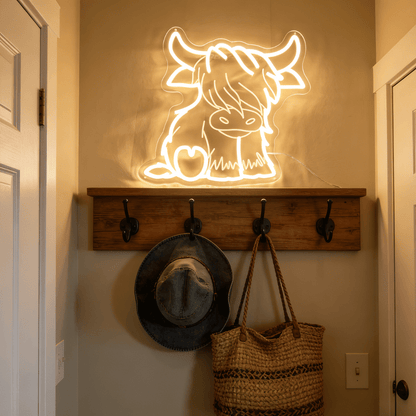 Highland Cow USB LED Neon Light Adorable Gift for Bedroom Home Decor Wall Light - Shineneon