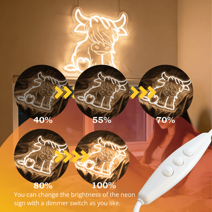 Highland Cow USB LED Neon Light Adorable Gift for Bedroom Home Decor Wall Light - Shineneon