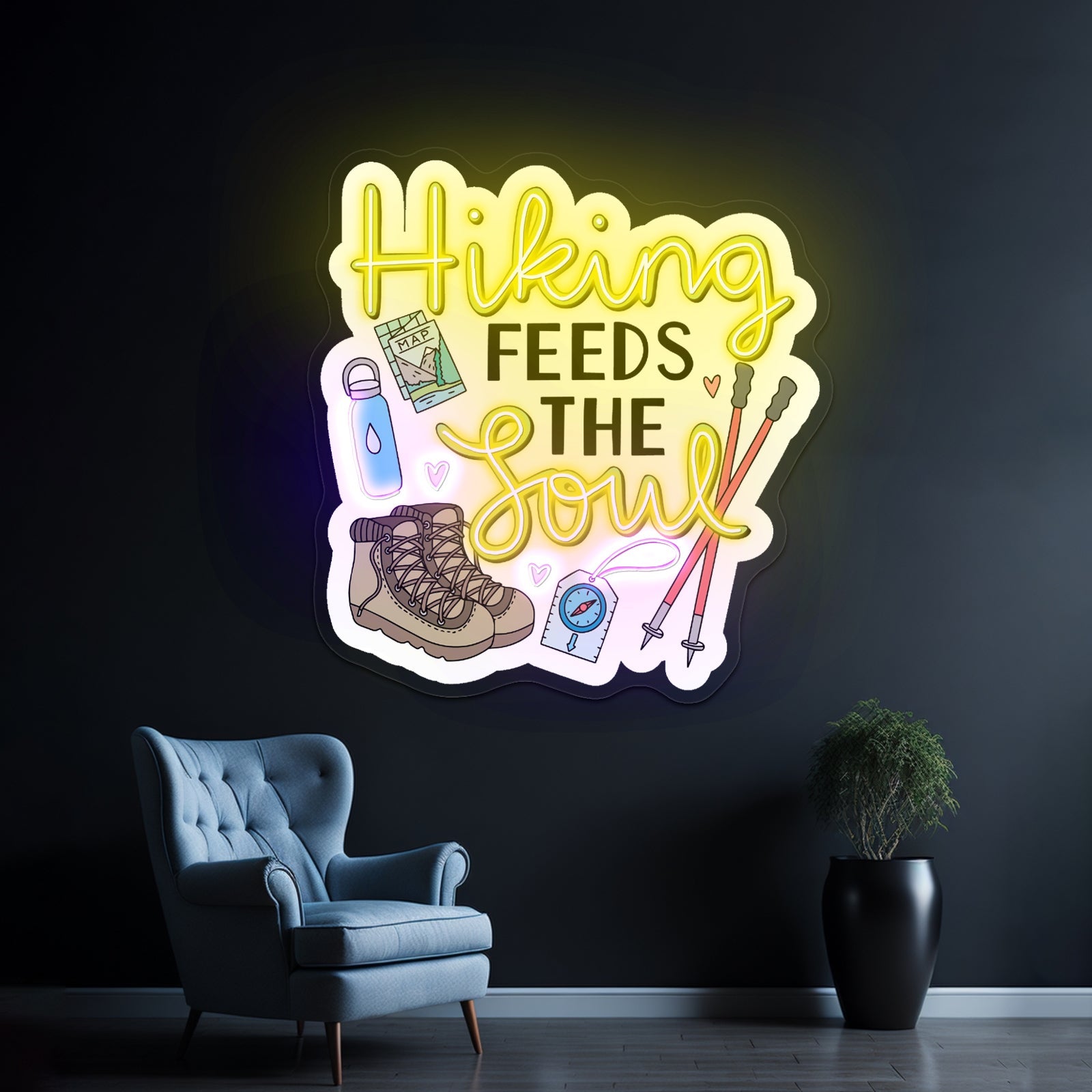 Hiking Feeds The Soul Nature Neon Sign Customizable - Shineneon