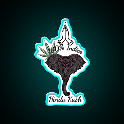 Hindu Kush Indica Hemp Inspired Green Leaf Led Neon Sign Rgb Color - Size and dimension reference