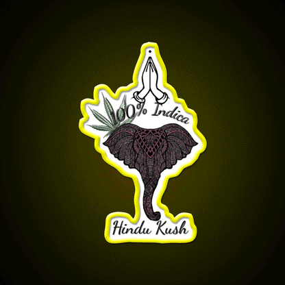 Hindu Kush Indica Hemp Inspired Green Leaf Led Neon Sign Rgb Color - Custom LED neon sign front view