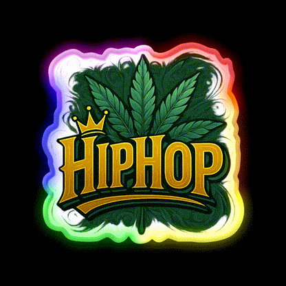 Hiphop Royalty Graffiti Meets Hemp Inspired Green Leaf Led Neon Sign Rgb Color - LED neon sign close-up detail