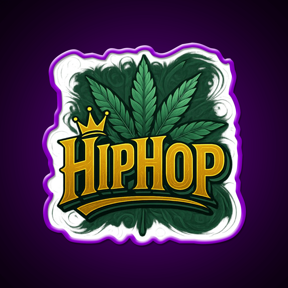 Hiphop Royalty Graffiti Meets Hemp Inspired Green Leaf Led Neon Sign Rgb Color - Shineneon