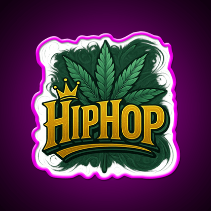 Hiphop Royalty Graffiti Meets Hemp Inspired Green Leaf Led Neon Sign Rgb Color - Shineneon