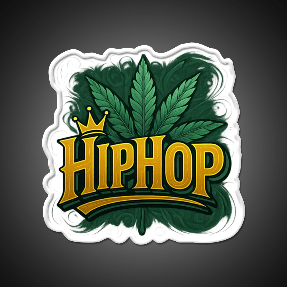 Hiphop Royalty Graffiti Meets Hemp Inspired Green Leaf Led Neon Sign Rgb Color - Shineneon