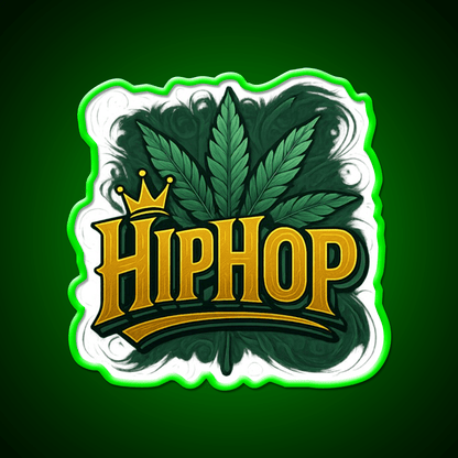Hiphop Royalty Graffiti Meets Hemp Inspired Green Leaf Led Neon Sign Rgb Color - Shineneon