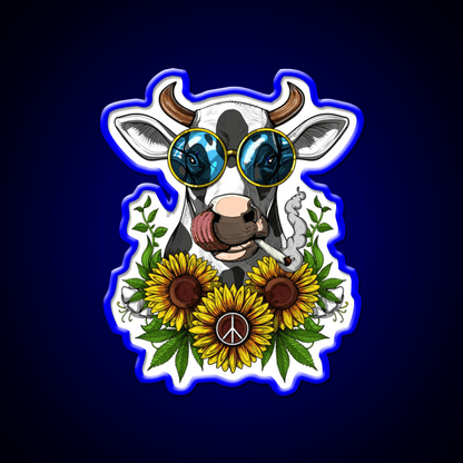 Hippie Cow Stoner Hemp Inspired Green Leaf Led Neon Sign Rgb Color - Shineneon