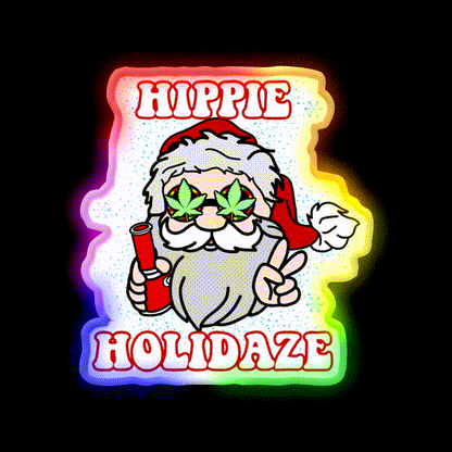Hippie Holidaze Hemp Inspired Green Leaf Led Neon Sign Rgb Color - LED neon sign close-up detail