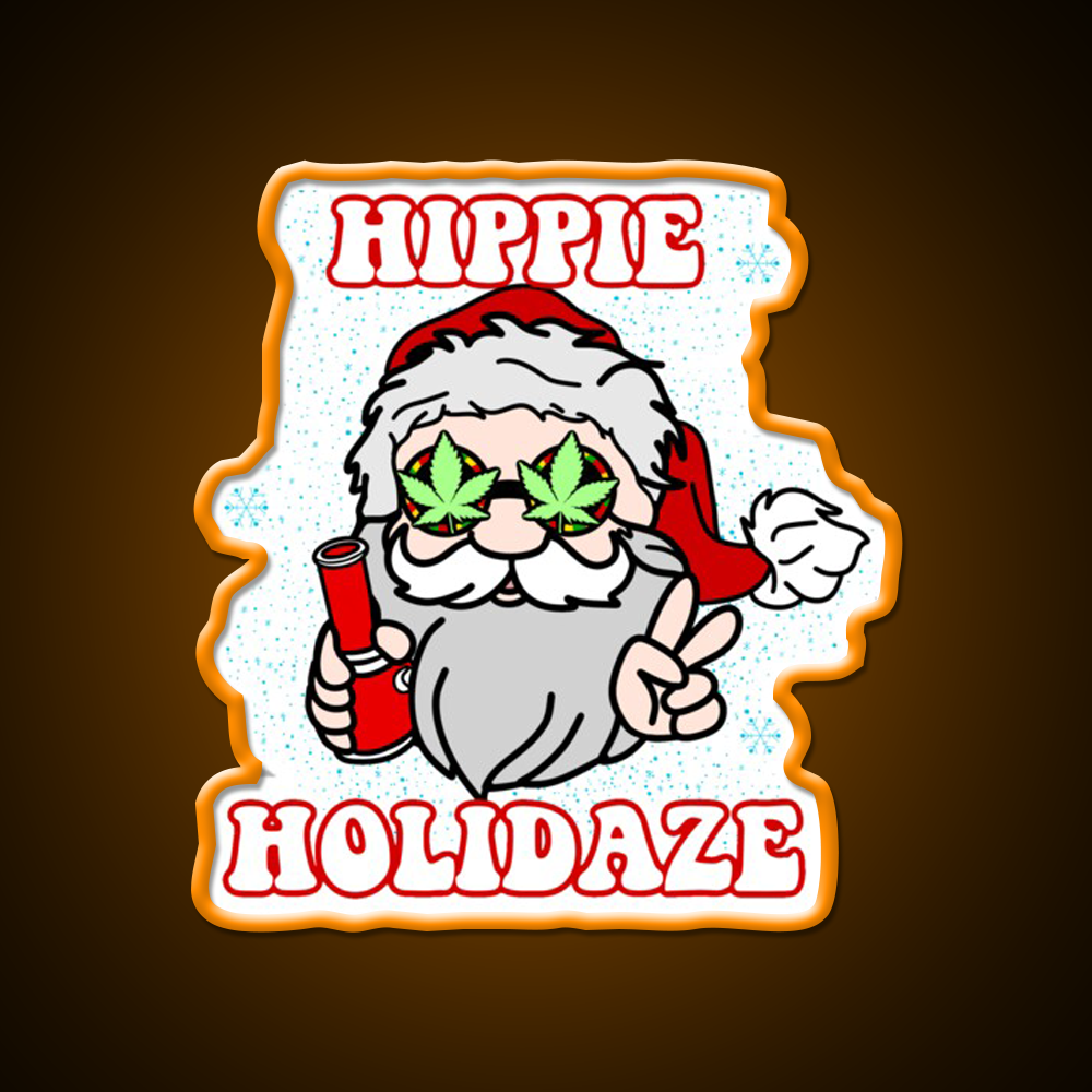 Hippie Holidaze Hemp Inspired Green Leaf Led Neon Sign Rgb Color - LED neon sign view 6