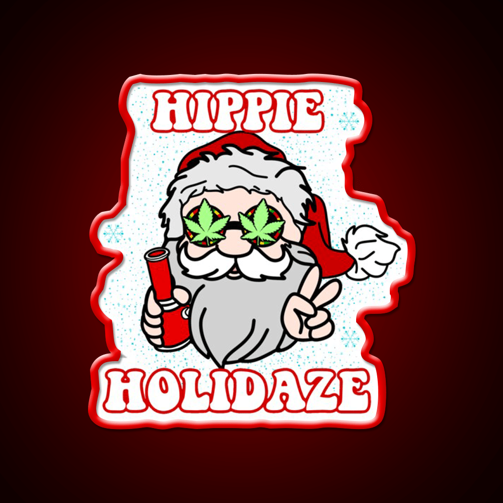 Hippie Holidaze Hemp Inspired Green Leaf Led Neon Sign Rgb Color - Shineneon