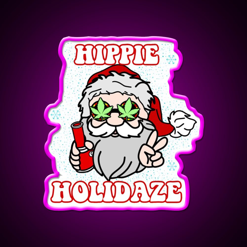 Hippie Holidaze Hemp Inspired Green Leaf Led Neon Sign Rgb Color - Shineneon