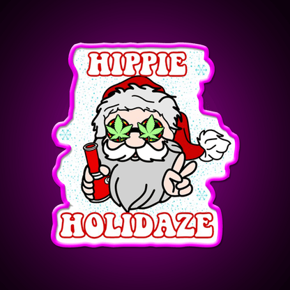 Hippie Holidaze Hemp Inspired Green Leaf Led Neon Sign Rgb Color - Shineneon