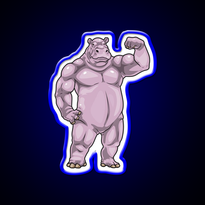 Hippo Bodybuilder Bodybuilding Gym Fitness Led Neon Sign Rgb Color - LED neon sign view 5