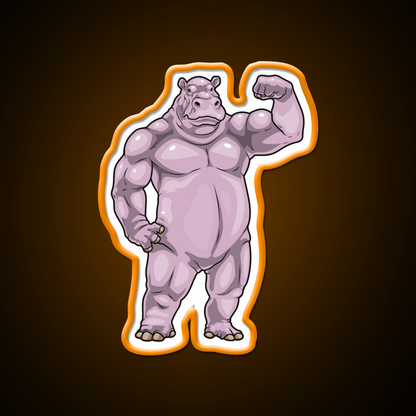 Hippo Bodybuilder Bodybuilding Gym Fitness Led Neon Sign Rgb Color - LED neon sign view 6