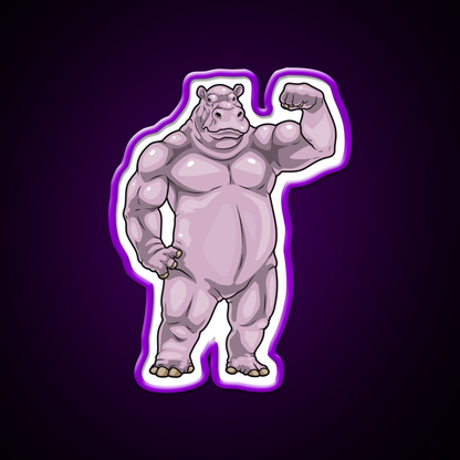 Hippo Bodybuilder Bodybuilding Gym Fitness Led Neon Sign Rgb Color - LED neon sign view 9