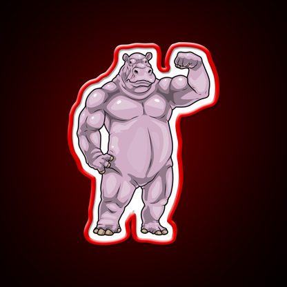 Hippo Bodybuilder Bodybuilding Gym Fitness Led Neon Sign Rgb Color - LED neon sign view 10