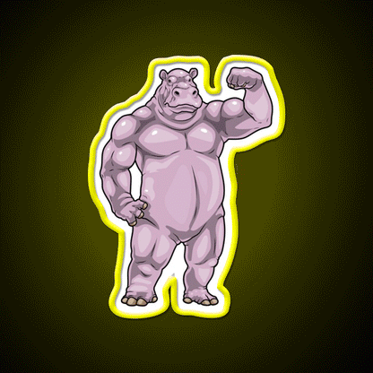 Hippo Bodybuilder Bodybuilding Gym Fitness Led Neon Sign Rgb Color - Custom LED neon sign front view