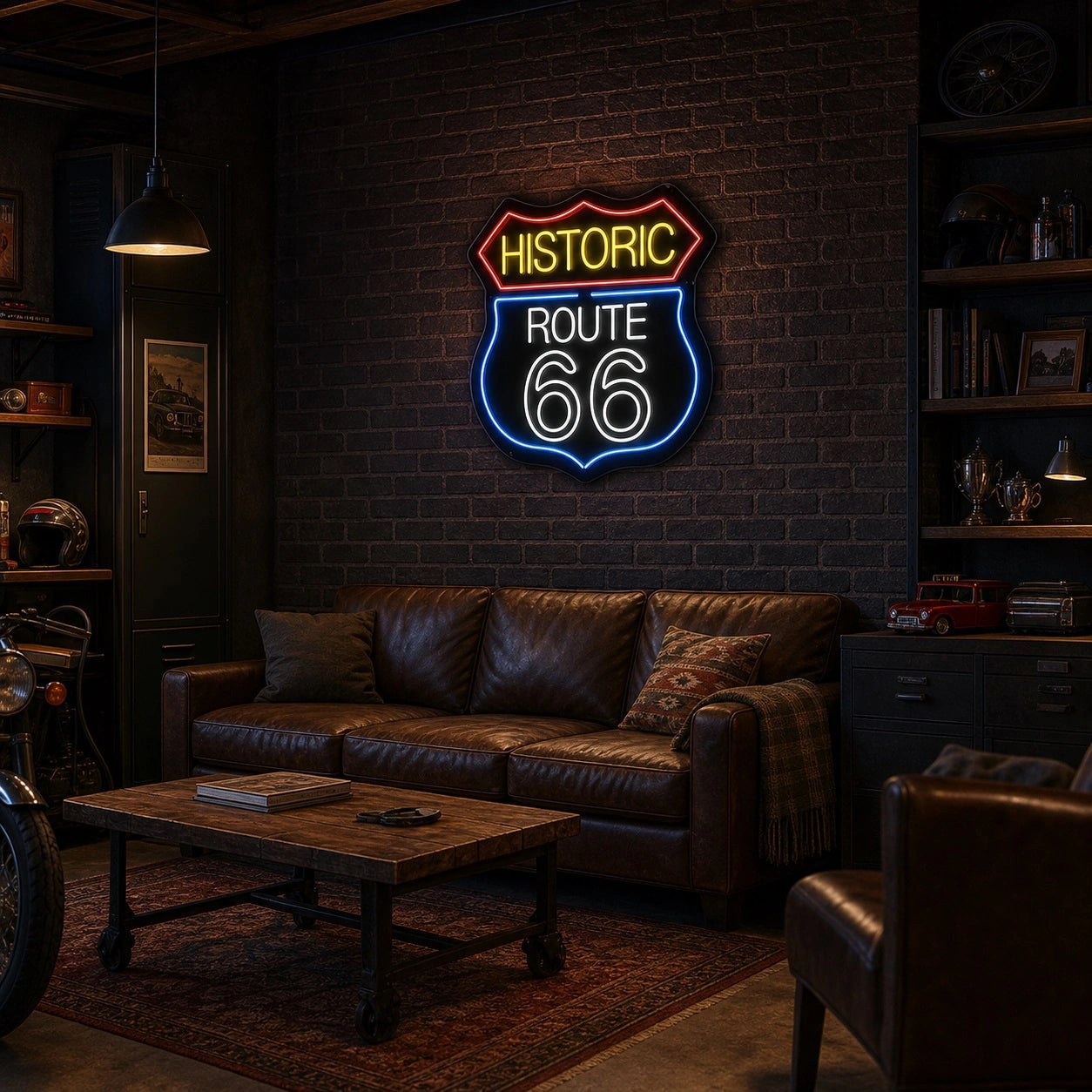 Historic Route 66 Bar LED Neon Sign real lifestyle scene