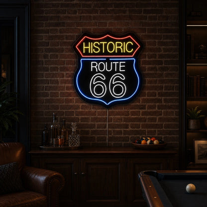 Historic Route 66 Bar LED Neon Sign size image