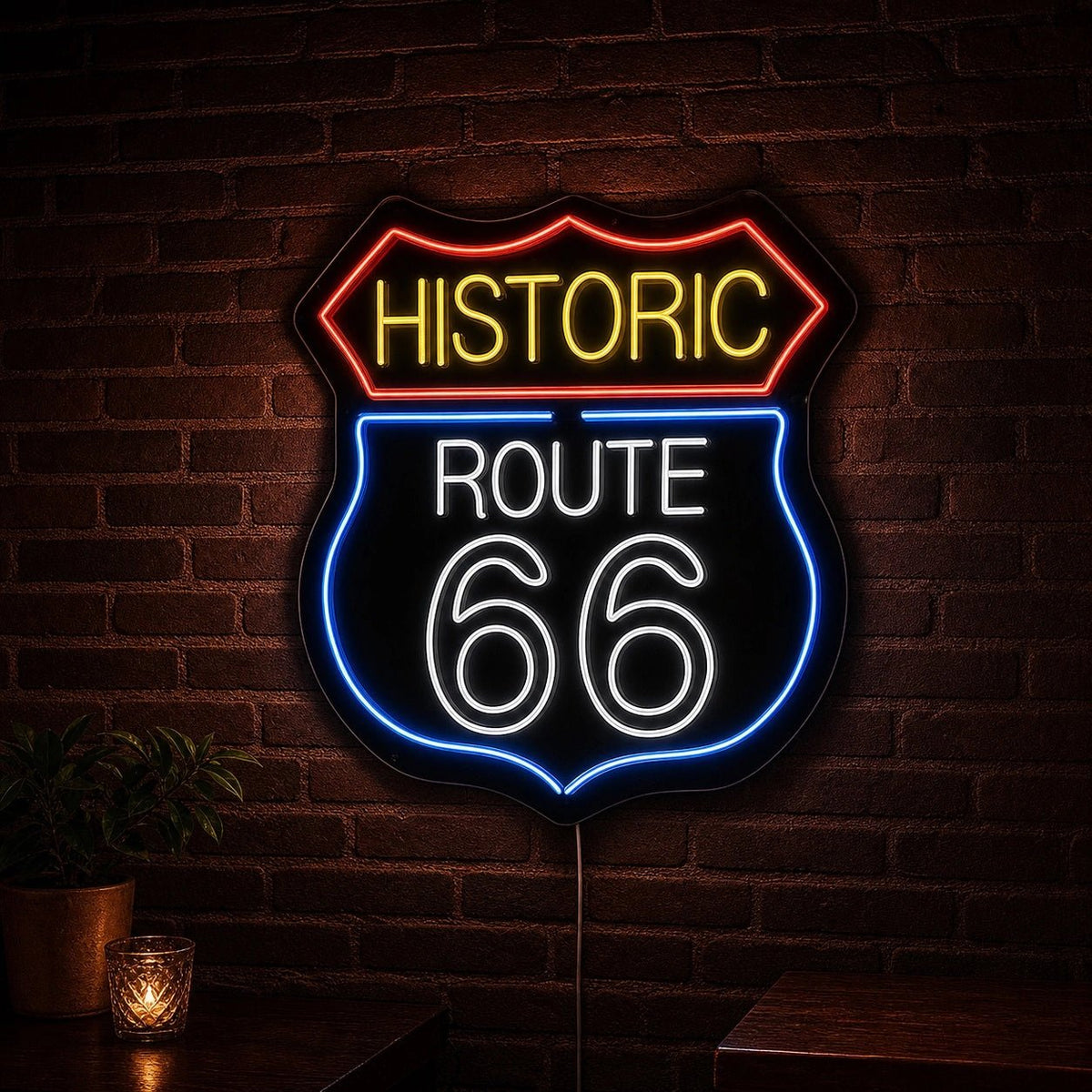 Historic Route 66 Bar LED Neon Sign - Shineneon