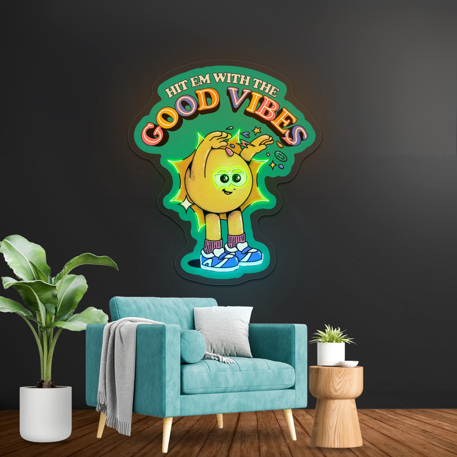 Hit Em With The Good Vibes Neon Signs Wall Decor - Shineneon