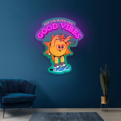 Hit Em With The Good Vibes Neon Signs Wall Decor - Shineneon