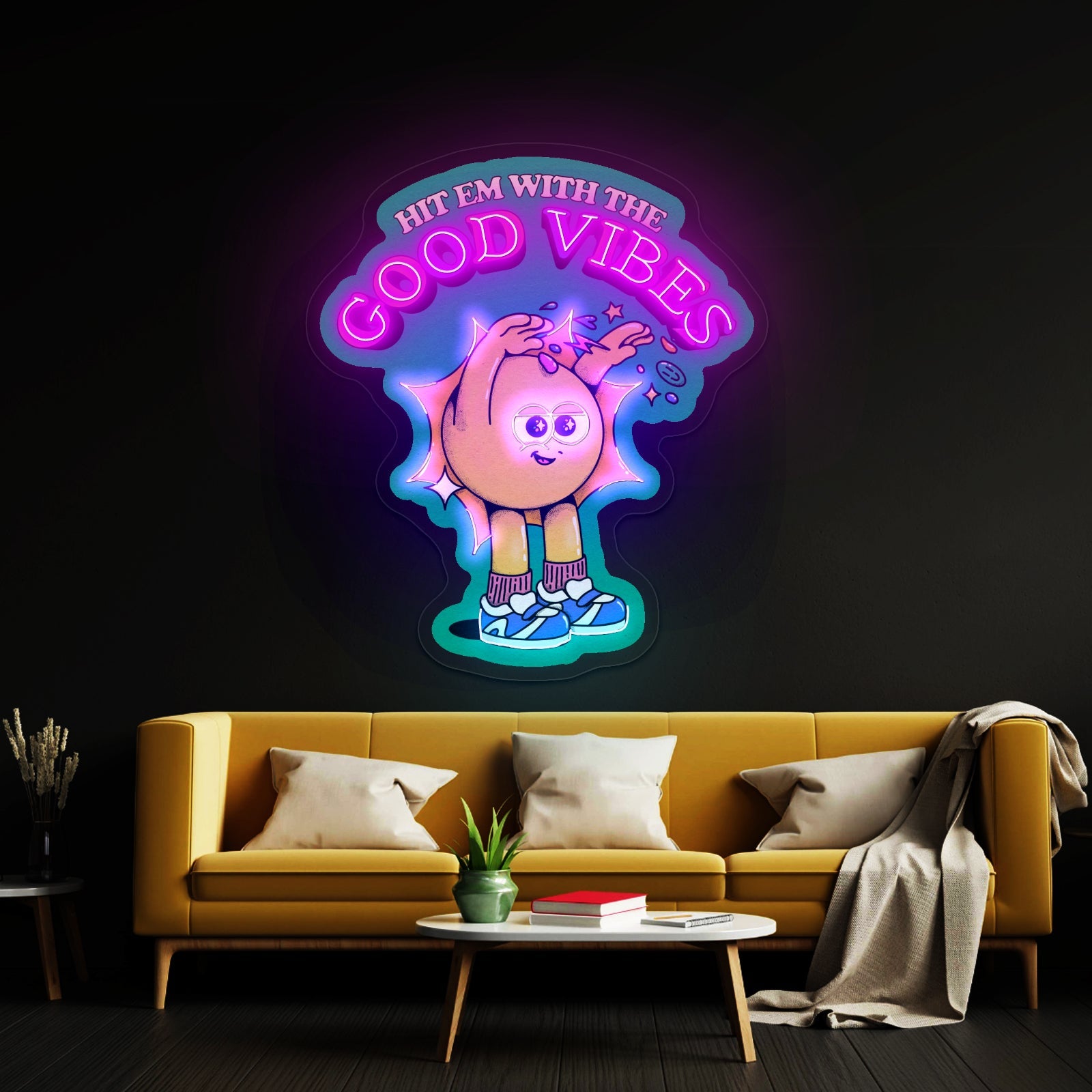 Hit Em With The Good Vibes Neon Signs Wall Decor - Shineneon