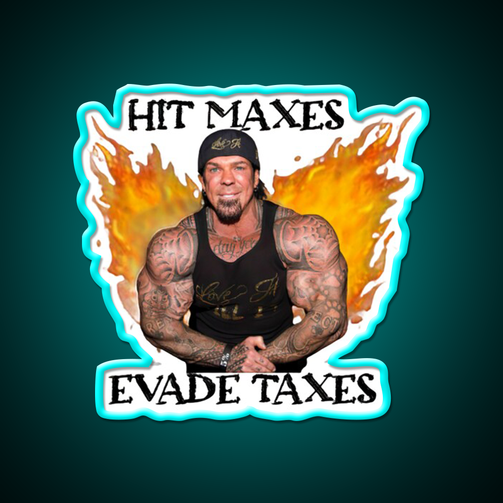 Hit Maxes Evade Taxes Gym Fitness Led Neon Sign Rgb Color - Size and dimension reference