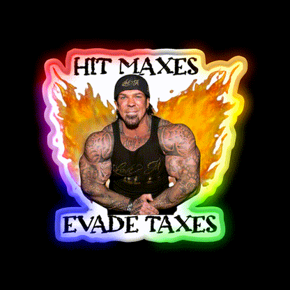 Hit Maxes Evade Taxes Gym Fitness Led Neon Sign Rgb Color - LED neon sign close-up detail