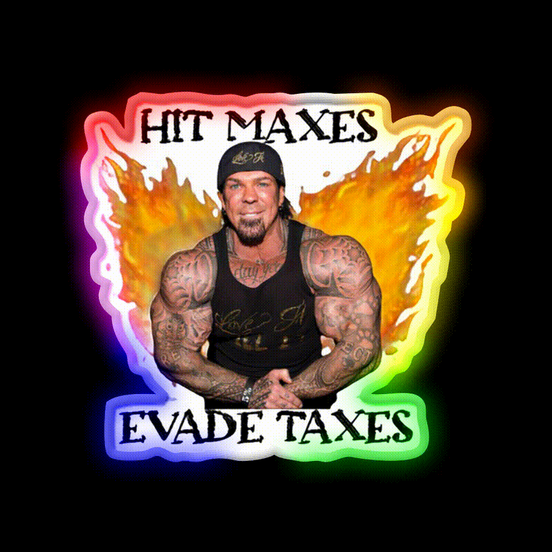 Hit Maxes Evade Taxes Gym Fitness Led Neon Sign Rgb Color - LED neon sign close-up detail