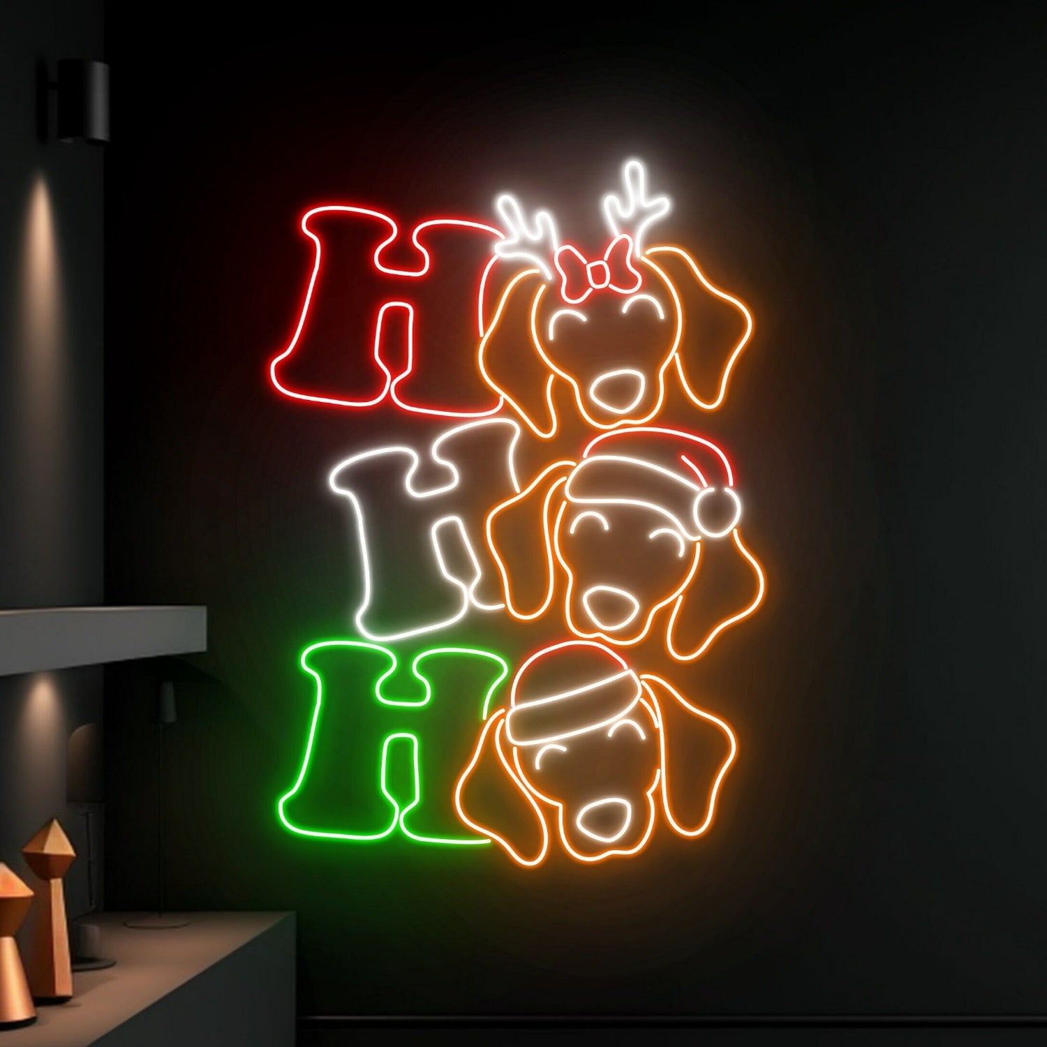 Ho Ho Ho Labrador Led Neon Sign Christmas Decor | Shineneon