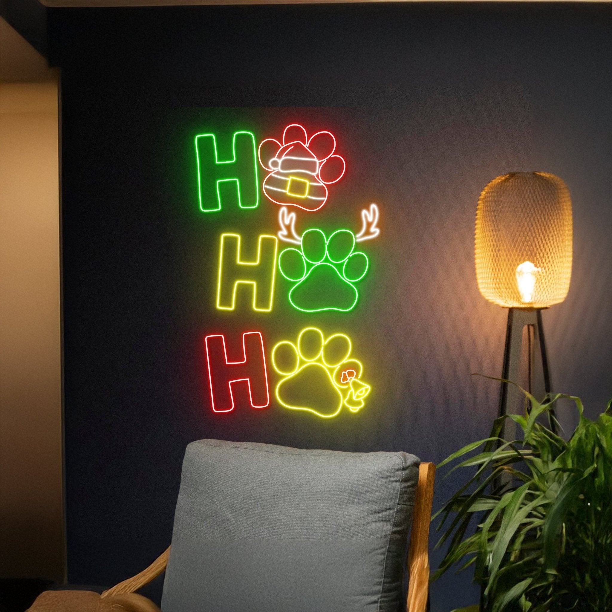 Ho Ho Ho Paw Led Sign Paw Hohoho Dog Paw Led Light - Shineneon